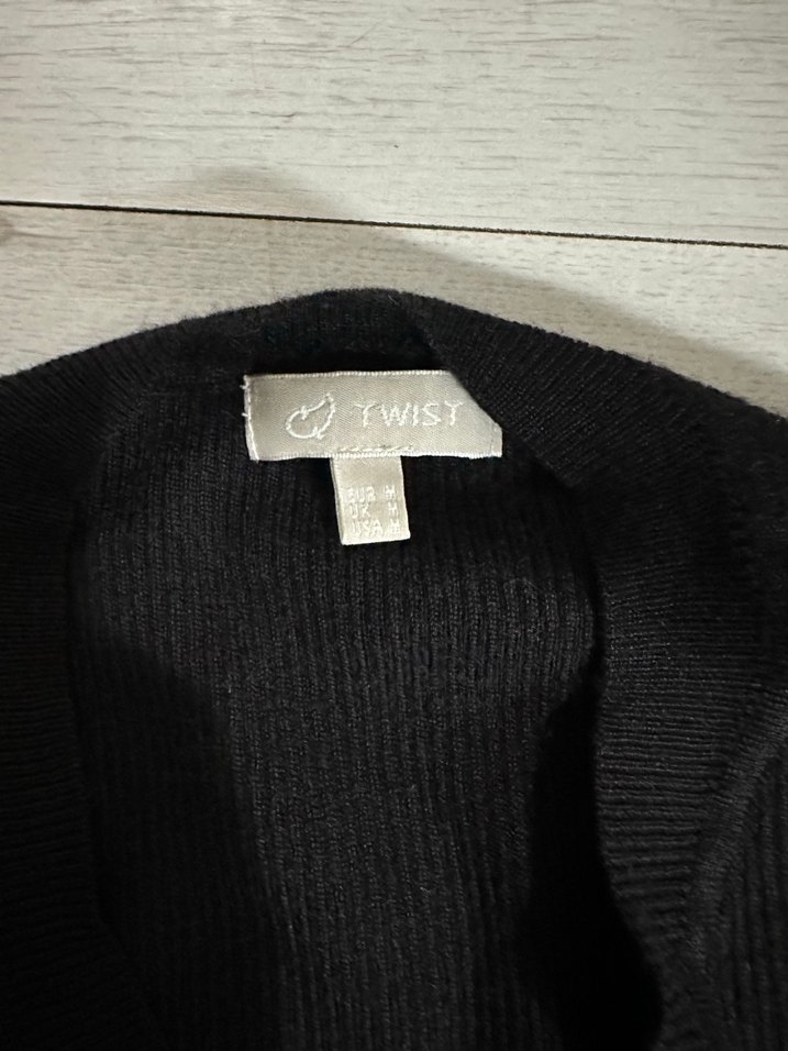 Twist Siyah V Yaka Kolsuz süveter - Görsel 4