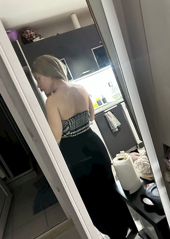 Siyah Straplez kazayağı desenli korse büstiyer - Görsel 3