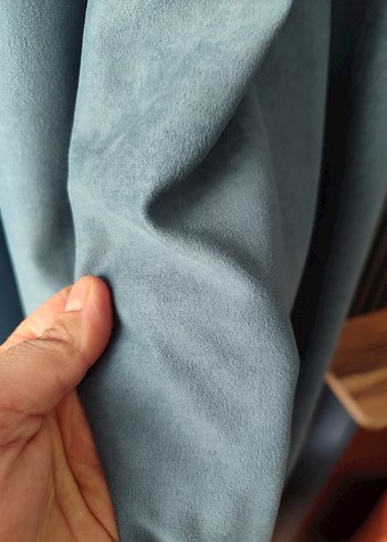 Modern Mavi Düz Fon Perde - Görsel 4