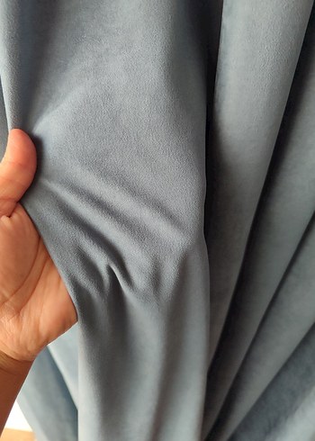 Modern Mavi Düz Fon Perde - Görsel 3