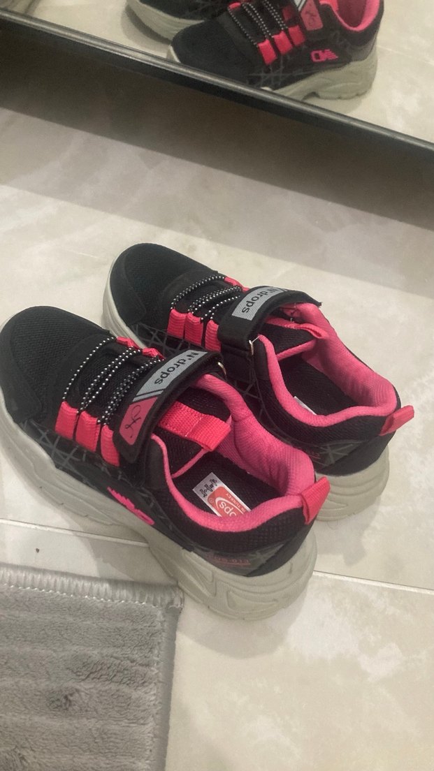 Kız Çocuk Gri Baskılı Sneakers - Görsel 4