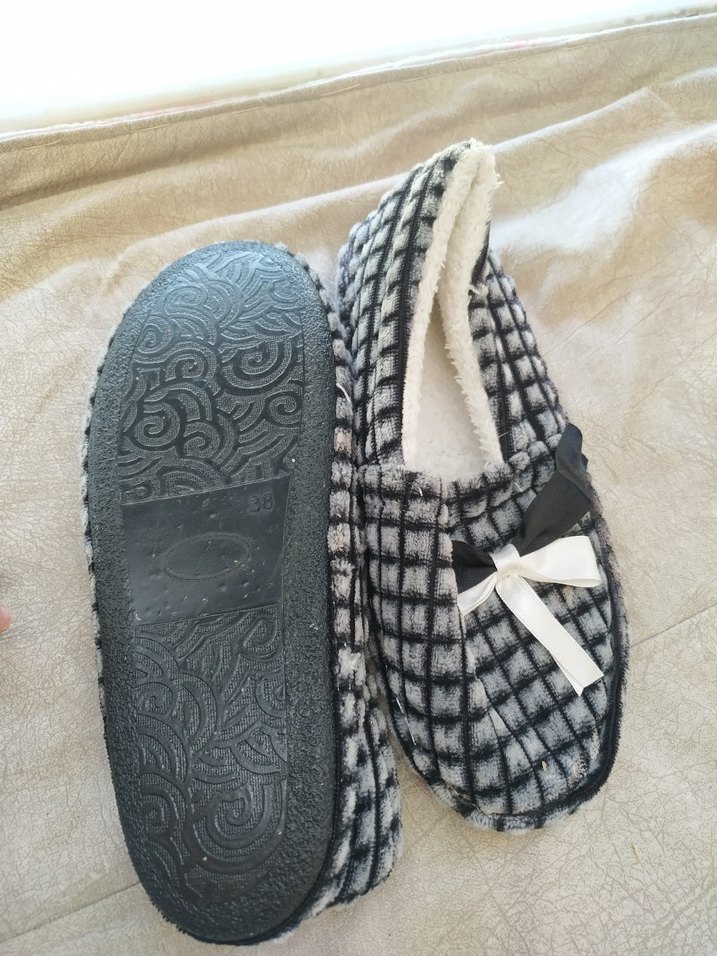 Gri Ekose Kadın Ev Terliği - Görsel 3