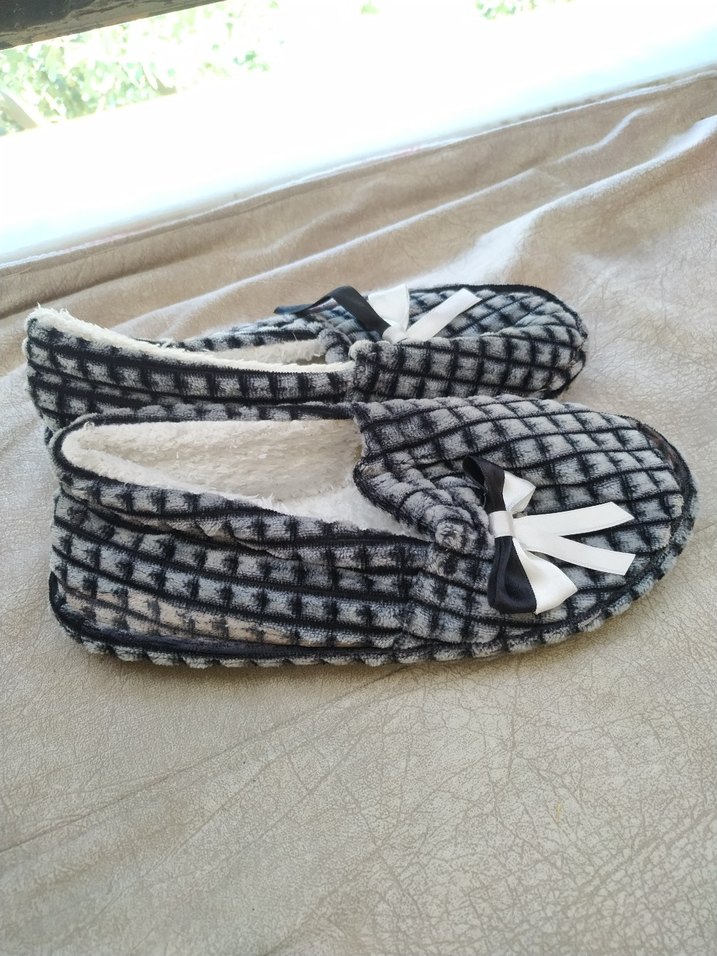 Gri Ekose Kadın Ev Terliği - Görsel 2