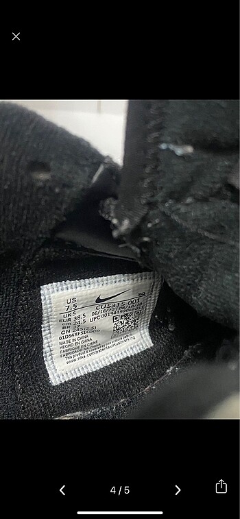38,5 Beden siyah Renk Nike ayakkabı