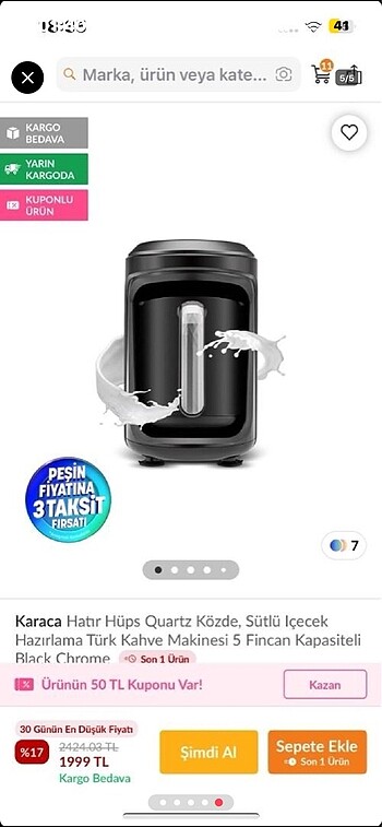 Karaca közde hatır kahve makinesi