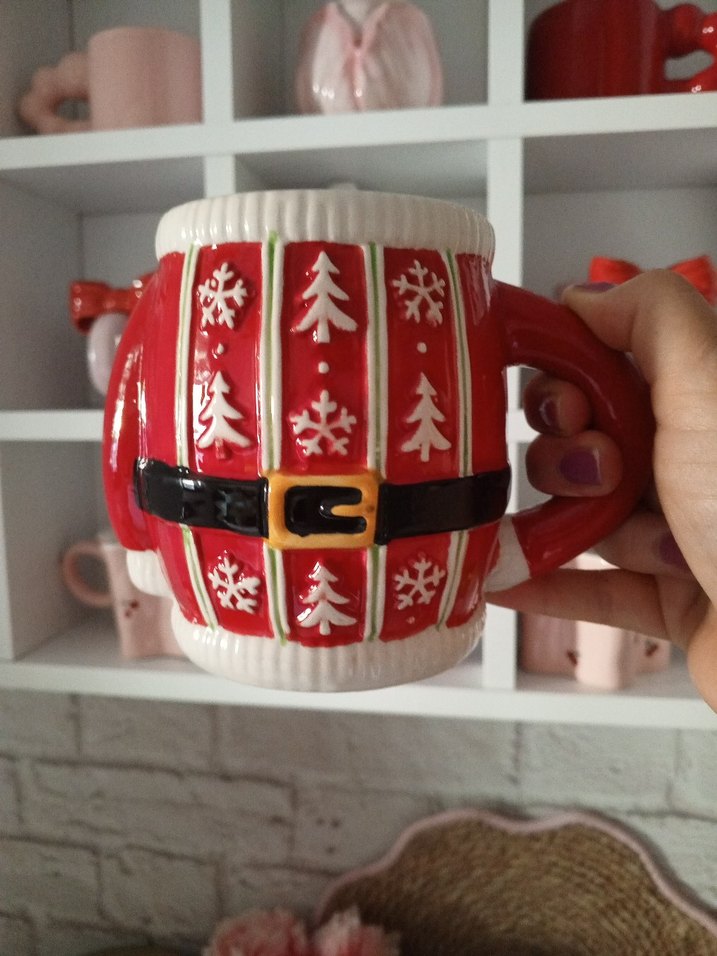  Karaca Noel Temalı Kırmızı Seramik Kupa - Görsel 2