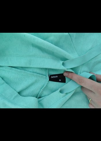 Defacto Pastel Yeşil Kapüşonlu Midi Sweatshirt
