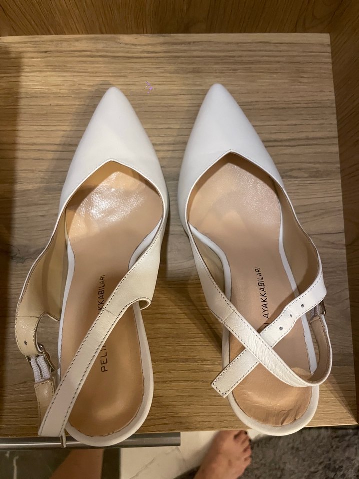 Beyaz Stiletto Topuklu Kadın Abiye Ayakkabı - Görsel 2