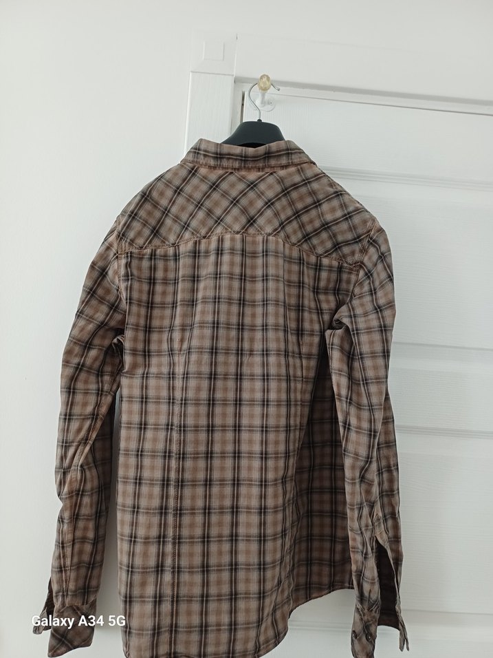 Düğmeli Uzun Kollu yeşil Ekoseli Erkek Gömlek - Görsel 3