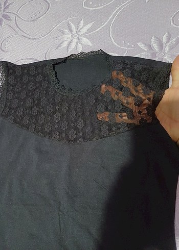 Diğer Dantel Detaylı Siyah V Kolsuz Kadın badi