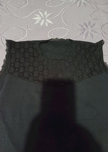 m Beden siyah Renk Dantel Detaylı Siyah V Kolsuz Kadın badi