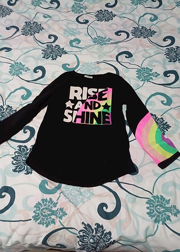 Renkli Baskılı Uzun Kollu Kız Tişörtü - Görsel 2