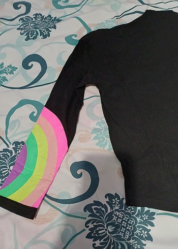 Renkli Baskılı Uzun Kollu Kız Tişörtü - Görsel 5