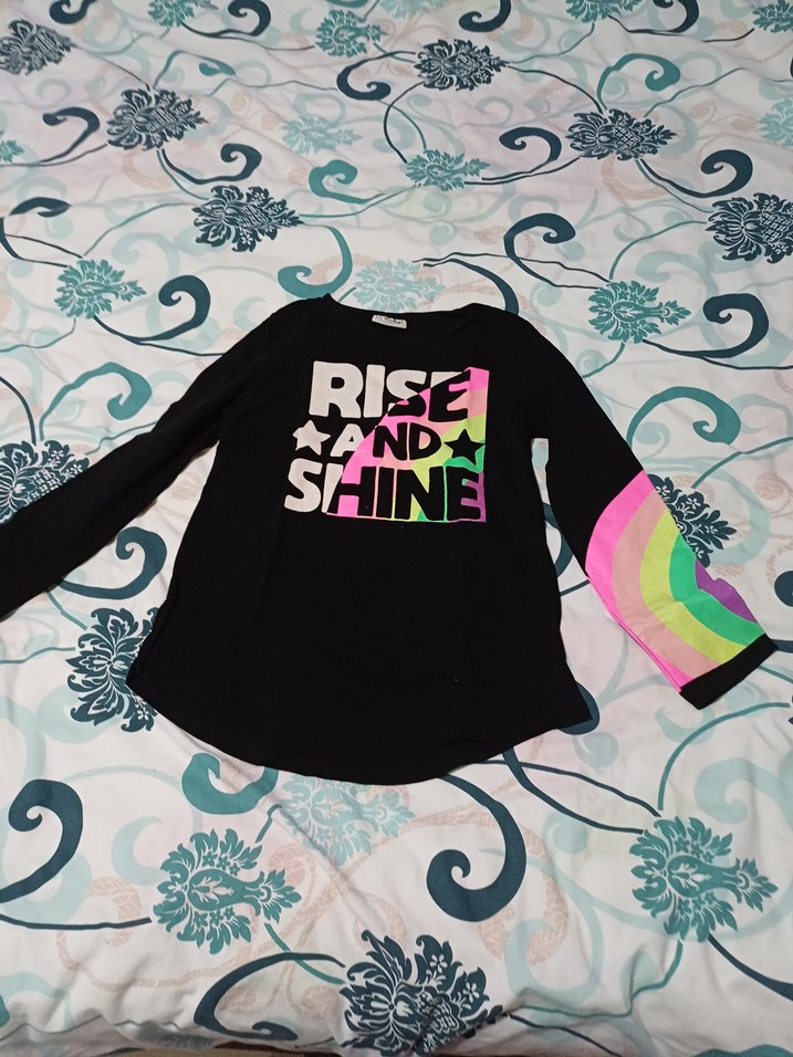 Renkli Baskılı Uzun Kollu Kız Tişörtü - Görsel 2