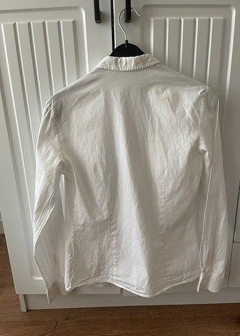 Düğmeli Beyaz Keten Gömlek - Görsel 2