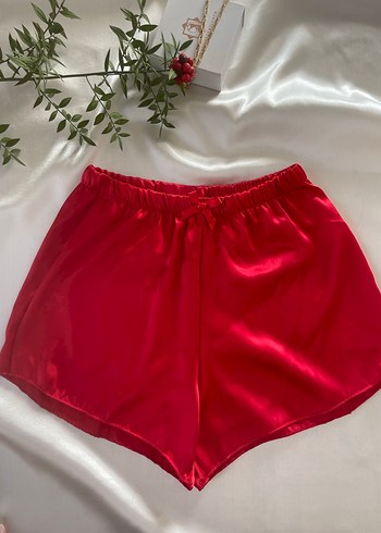 Kırmızı Parlak Mini Askılı Kadın Pijama Takımı - Görsel 5