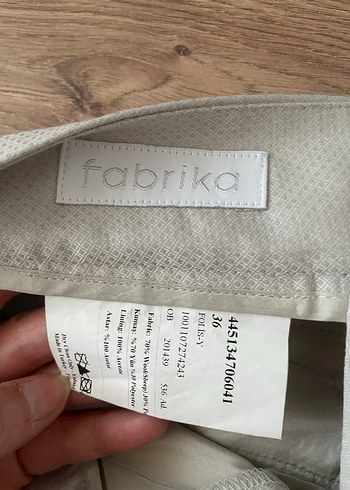 Bej Kemerli Kadın Keten Kumaş Pantolon - Görsel 3