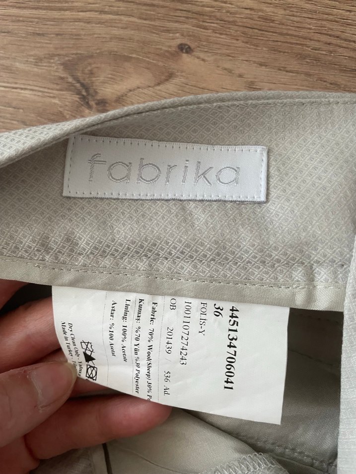 Bej Kemerli Kadın Keten Kumaş Pantolon - Görsel 3