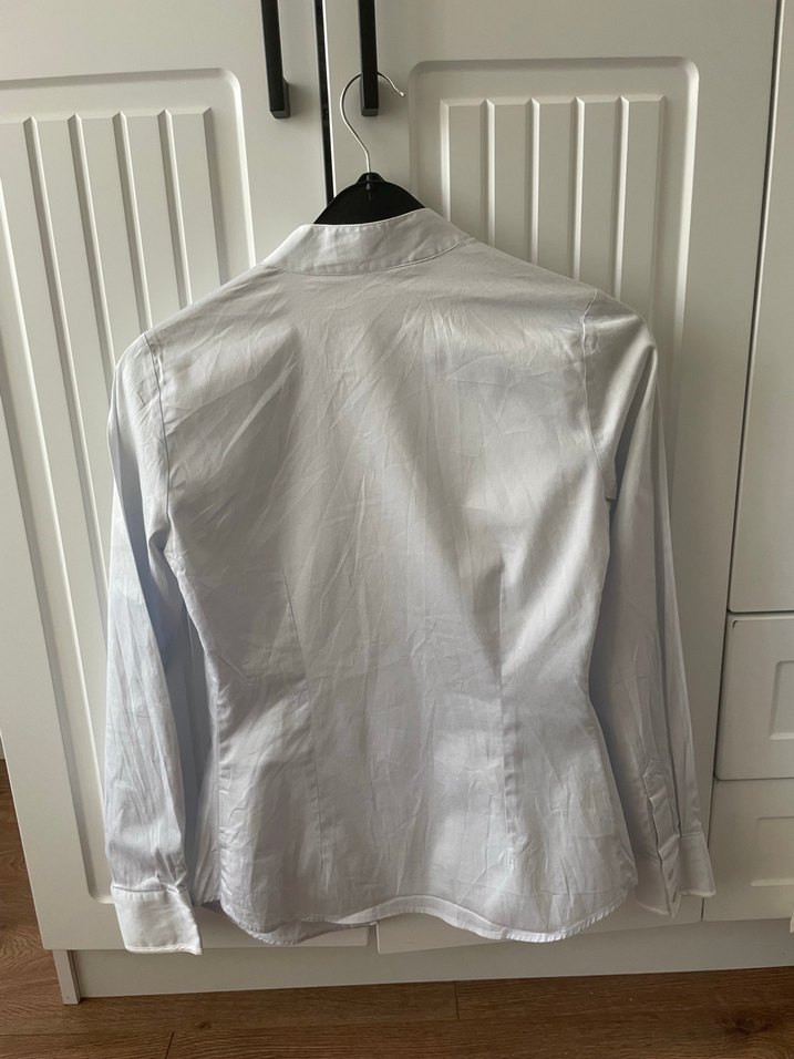 Kadın Beyaz Keten Düğmeli Gömlek - Görsel 3