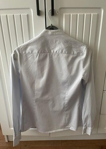 Düğmeli Beyaz Keten Kadın Gömlek - Görsel 4