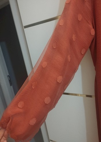 Diğer uzun şifon kollu uzun elbise
