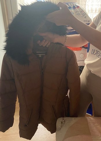 Koton Kahverengi Kürklü Kadın Kış Montu - Görsel 5