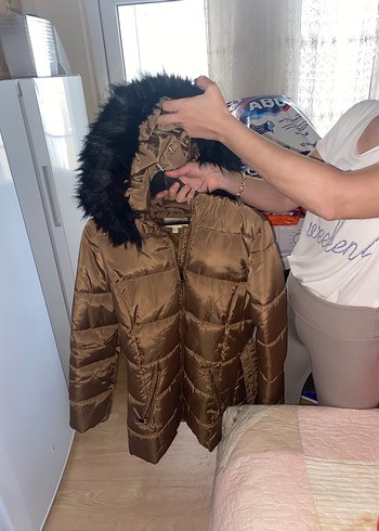 Koton Kahverengi Kürklü Kadın Kış Montu - Görsel 3