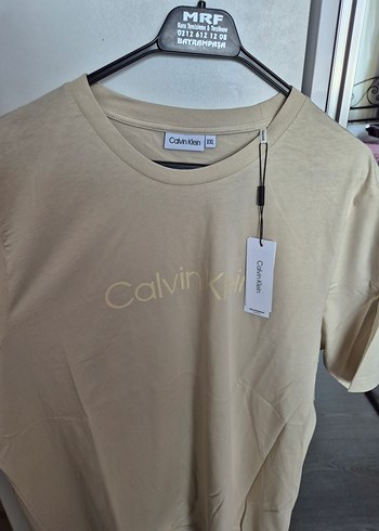 Bej Pamuklu Calvin Klein Erkek Tişört - Görsel 3