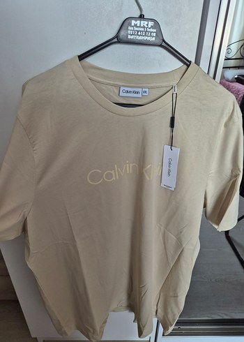 Bej Pamuklu Calvin Klein Erkek Tişört - Görsel 4