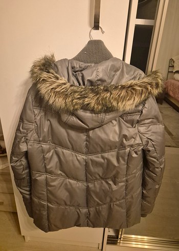 Gri Kadın Kışlık Kürklü Mont - Görsel 6