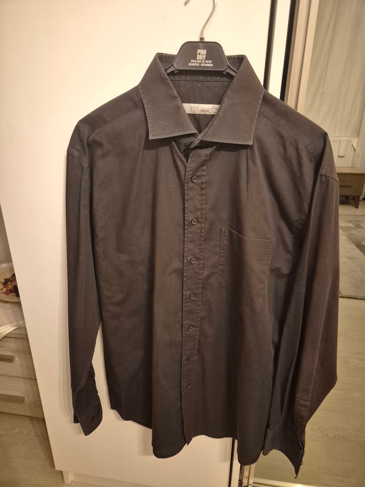 Gri Uzun Kollu Keten Erkek Gömlek - Görsel 4