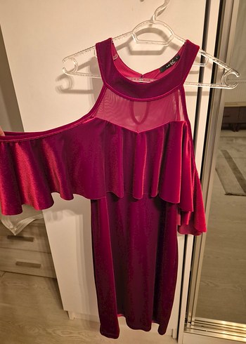 Bordo Straplez Midi Kadın Abiye Elbise - Görsel 2