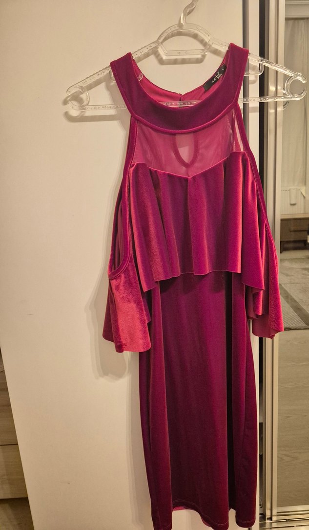 Bordo Straplez Midi Kadın Abiye Elbise - Görsel 5