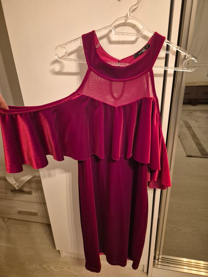 Bordo Straplez Midi Kadın Abiye Elbise - Görsel 2