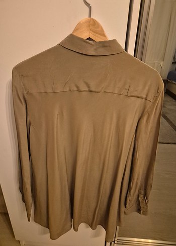 Bej Düğmeli Kadın Keten Gömlek - Görsel 5