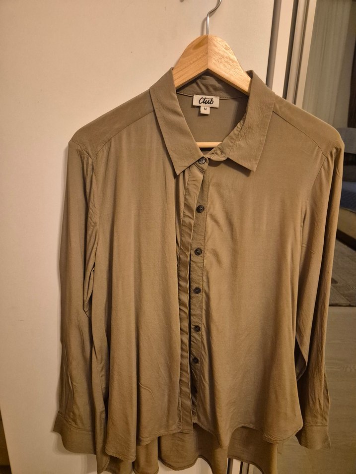 Bej Düğmeli Kadın Keten Gömlek - Görsel 2