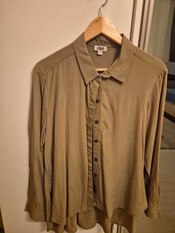 Bej Düğmeli Kadın Keten Gömlek - Görsel 3