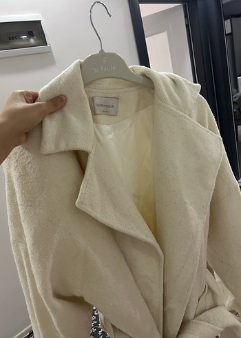 Bej Uzun Keten Kadın Palto - Görsel 3