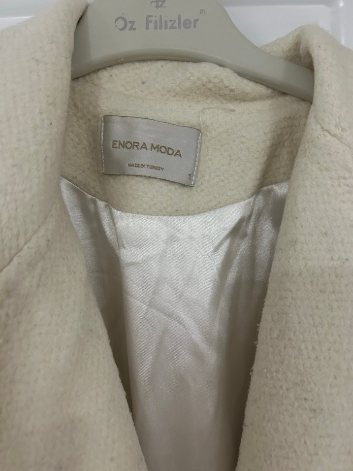 Bej Uzun Keten Kadın Palto - Görsel 5