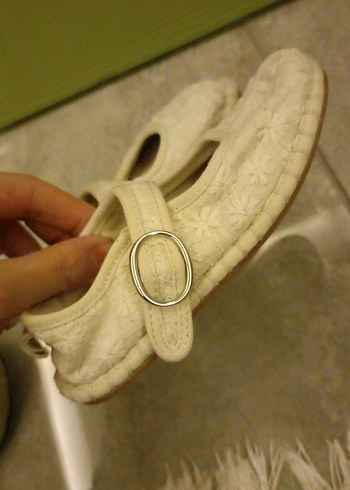 Kız Çocuk Beyaz Nakışlı Dantel Babet - Görsel 2