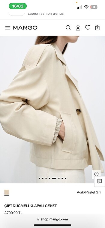 s Beden ten rengi Renk Mango trench ceket