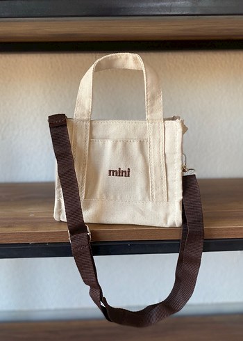 Bej Pamuk Mini Minimalist Kadın Çanta