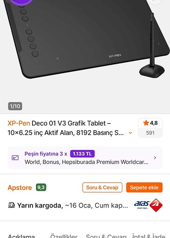 XP-Pen Deco 01 V3 Grafik Tablet Siyah - Görsel 6