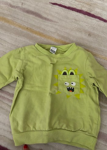 Düğmeli Cep Baskılı Yeşil Erkek Sweatshirt