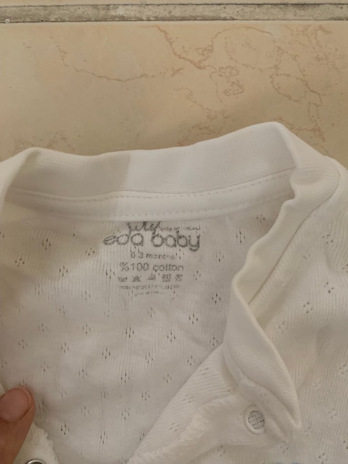 Beyaz Pamuklu Uzun Kollu Bebek Tulum - Görsel 2