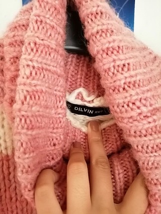 kırmızı pembe çok renkli boyunlu salaş kazak dilvin 