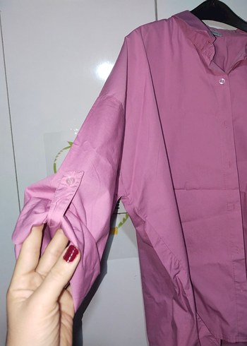 Pastel Pembe Kısa Kollu bayan Gömlek - Görsel 3