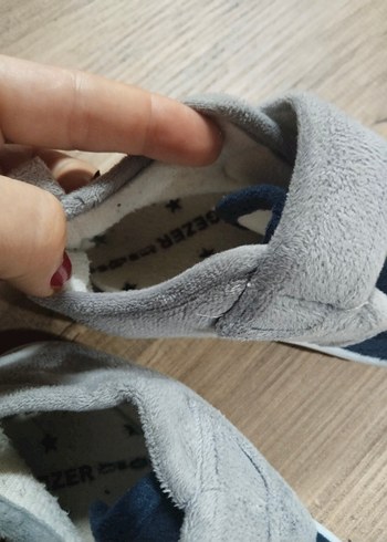 Gri Erkek Çocuk Sıcak Ev Terliği Velcro - Görsel 3