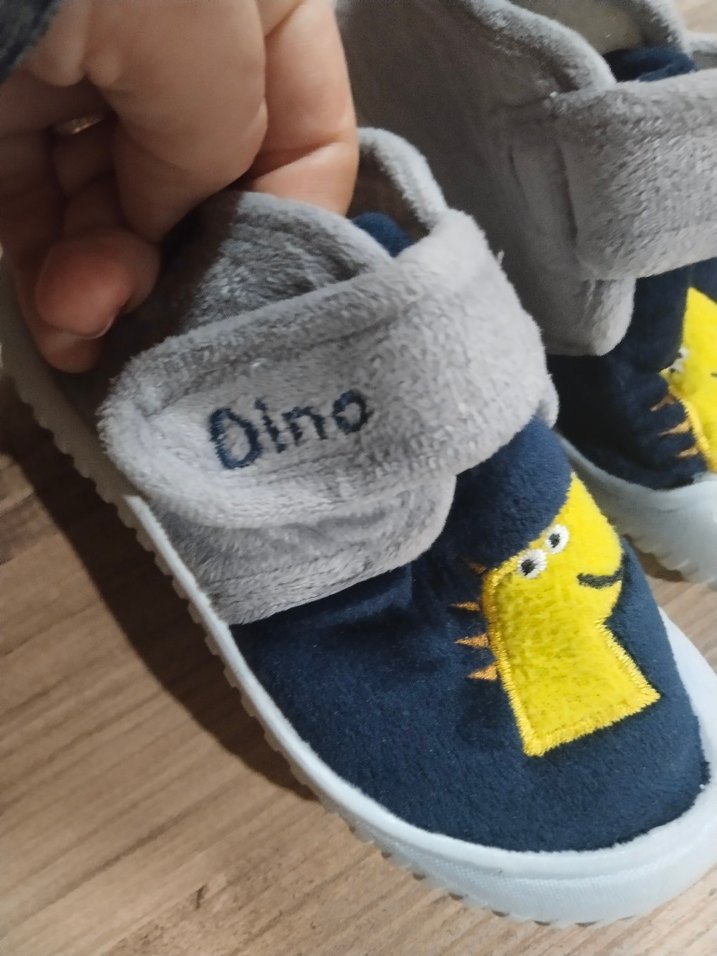 Gri Erkek Çocuk Sıcak Ev Terliği Velcro - Görsel 2