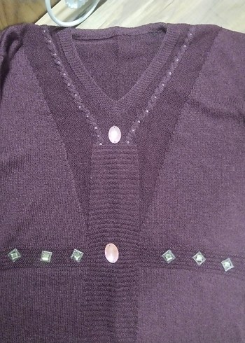 Mor V-Yaka sıfır triko - Görsel 2